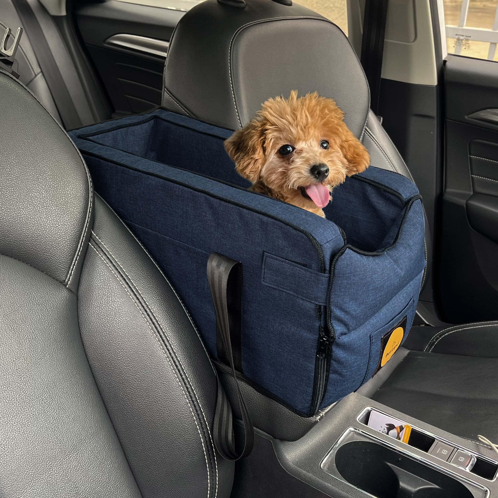PJDDP Console Dog Car Seat, Center Console Pet Armrest Booster Seat Portable Washable Puppy Car Seat With Safety Tether And Removable Comfort Pillow, Travel Bags For Small Dogs Cats - View #7