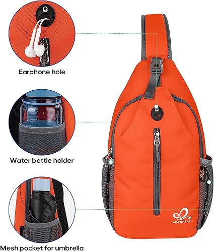Miniatura 130 de Waterfly - Mochila cruzada tipo bandolera para viajes y caminatas, bolsa de pecho, Gris, talla única
