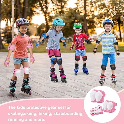 Miniatura 6 de Juego de rodilleras y coderas para niños y jóvenes con protector de muñeca 3 en 1, equipo de protección para niños de 3 a 14 años para patineta,