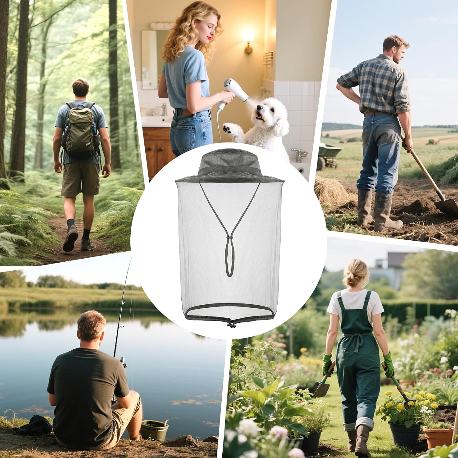 Mosquito Net Hat for Women Men - Sun Protection Hat with Foldable Mesh, Fishing & Hiking Hat with Ponytail for Beach, Safari - Image 7