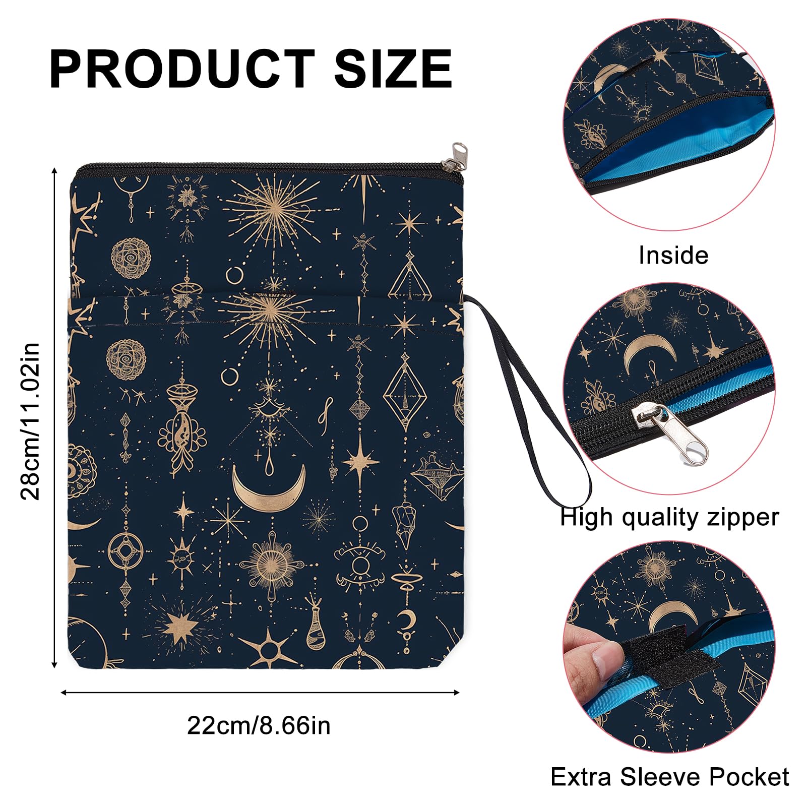 NICENEEDED Stars Moon Book Cover, Book Sleeve with Button - Image 4