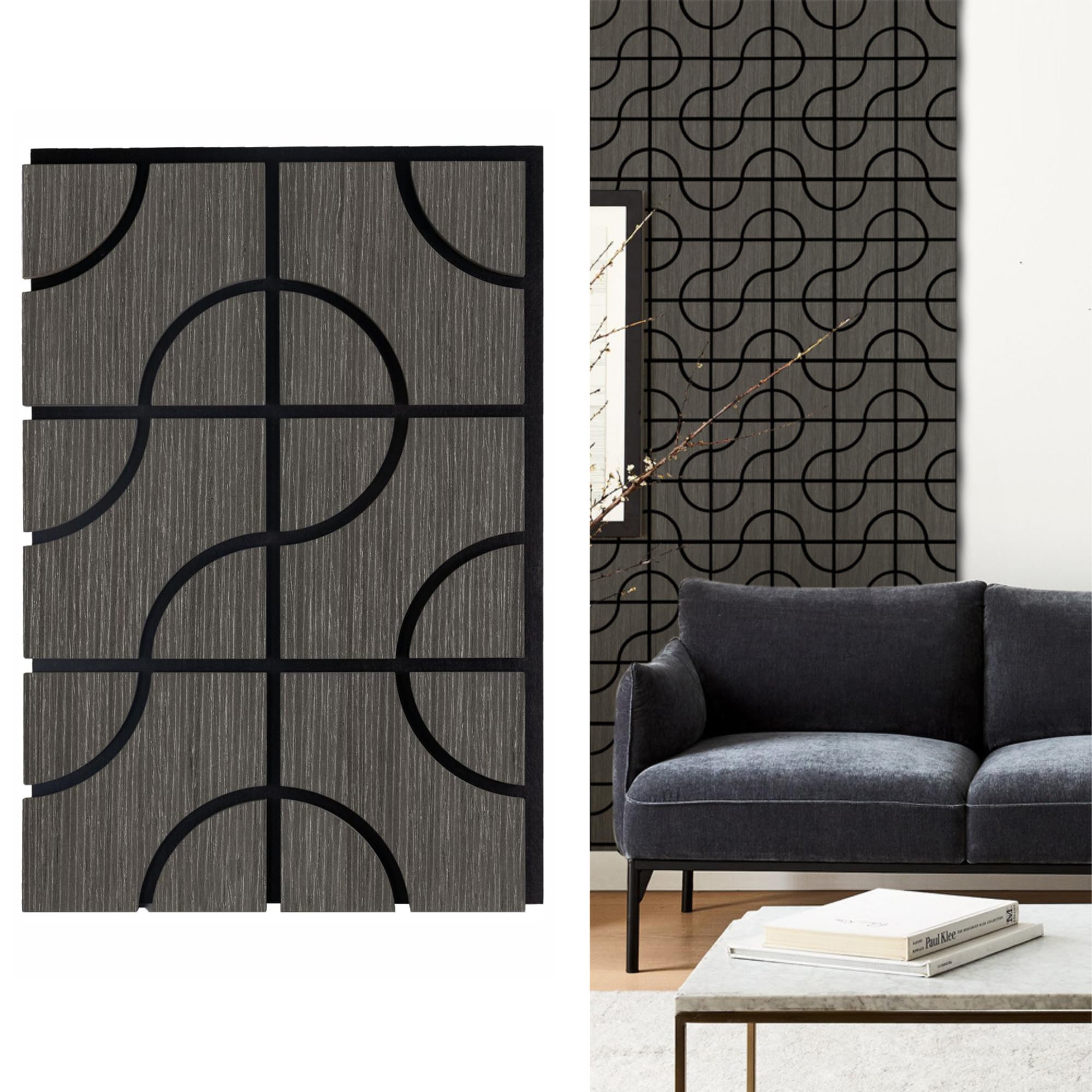 Juego de 6 paneles de pared con efecto de láminas para revestimiento de pared, techo, polímero, plástico, interior y exterior, 63 x 41,5 cm, encastre lateral, recortables, rígidos, decorativos, gris