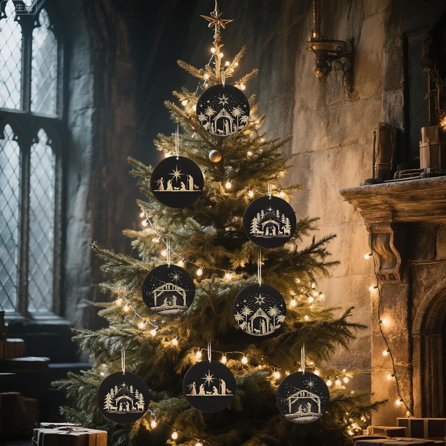 Thyle 8 pcs Nativity Ornaments for Christmas Tree - 2.8" Wooden Religious Christian Christmas Hanging Ornament Catholic Nativity Scene Jesus Xmas Ornaments The Birth of Jesus Decorations Gifts - Image 7