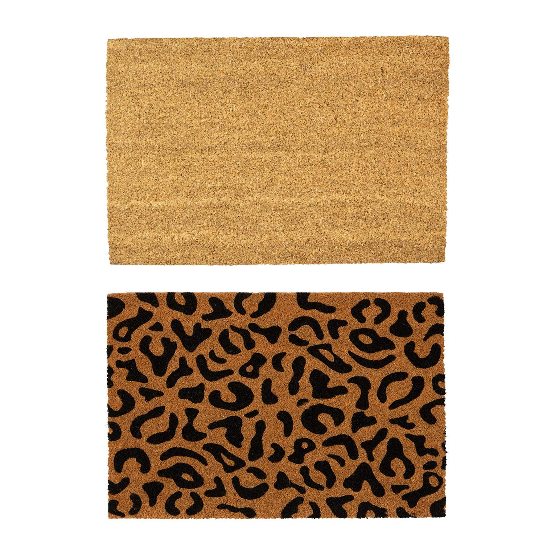 Nicola Spring Multicolor Coir Door Mats - 60 X 40Cm - Leopard - Pack Of 2