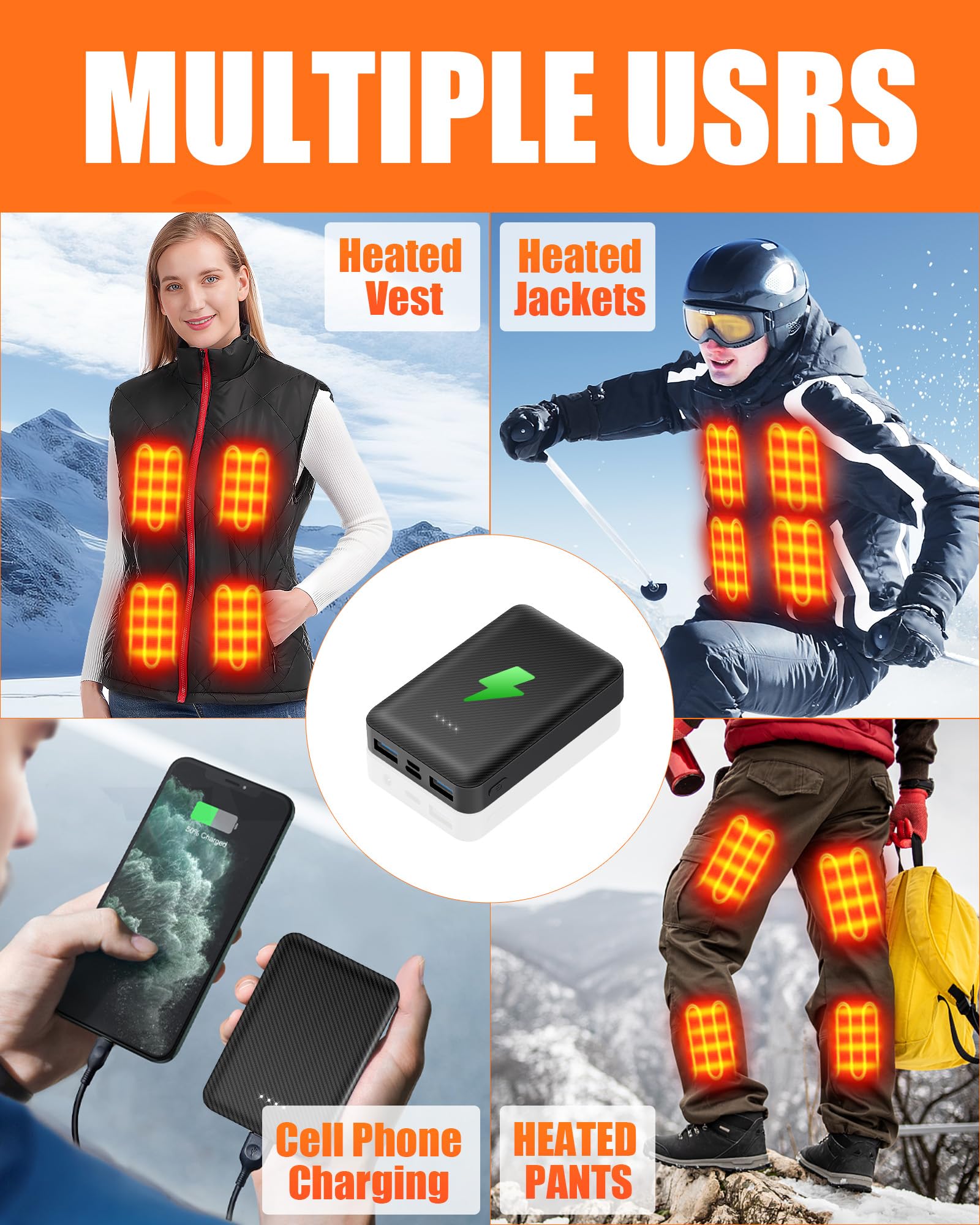 Battery Powered Heater 2-Pack 10000mAh Heated Clothing Batteries