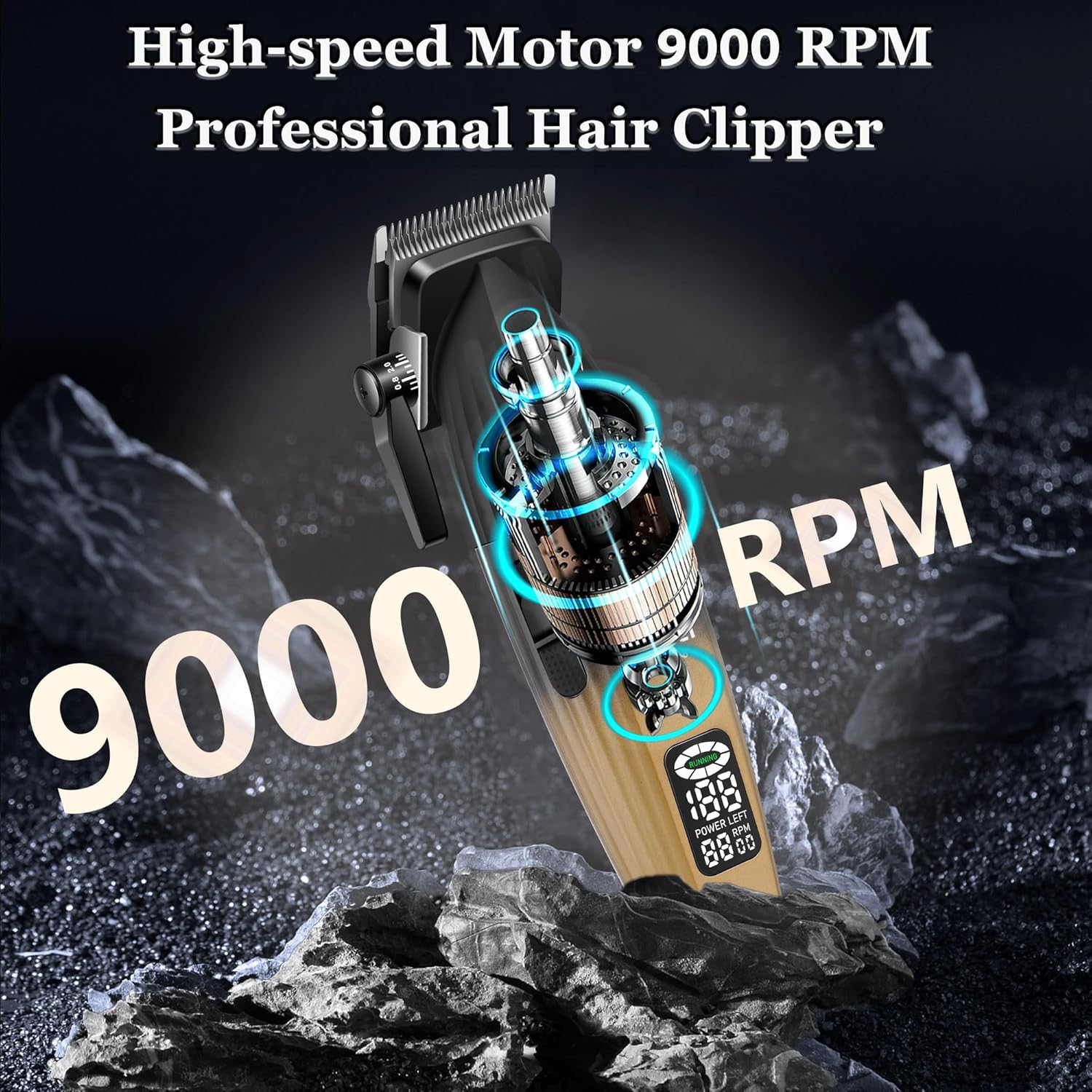 KEMEI 1788 Professional Hair Clippers for Men, Cordless Barber Clipper with LED Display, 9000 RPM Clippers for Hair Cutting with 2500 mAh Battery - Image 3