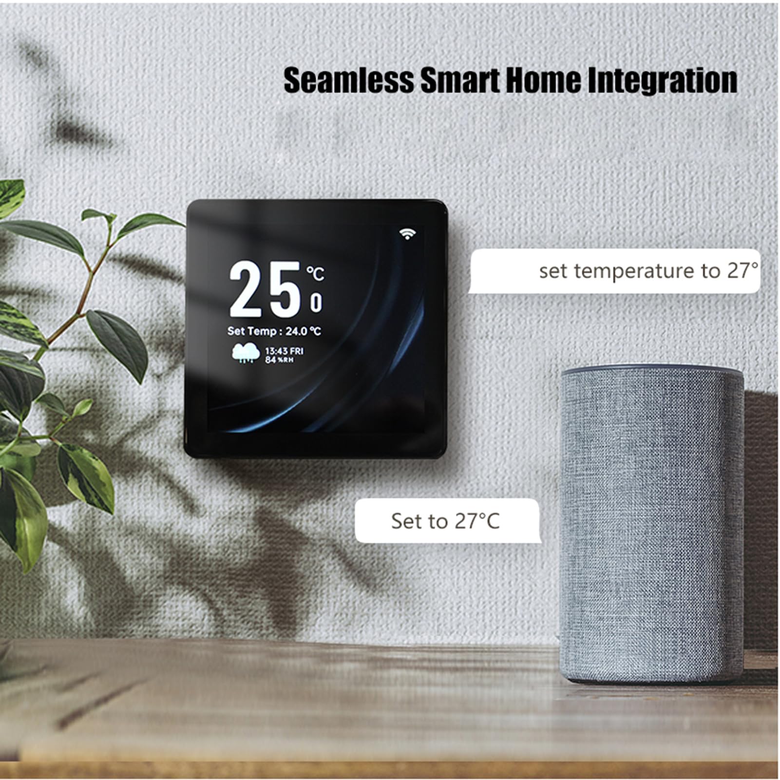 Marhynchus Inteligentny Termostat WiFi, 4-calowy Regulator Temperatury z Ekranem Dotykowym z Wbudowanym Czujnikiem i Cotygodniowym Programowaniem Elektrycznego Ogrzewania Podłogowego Home (BLACK)