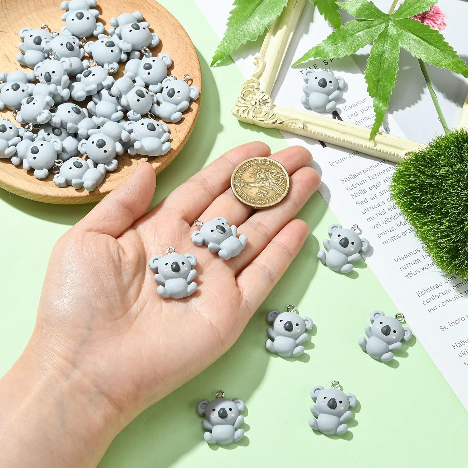 KitBeads 30pcs Resin Koala Charms - Grey Flatback Cartoon Animal Charms for Jewelry Making Earrings Bulk - Image 4
