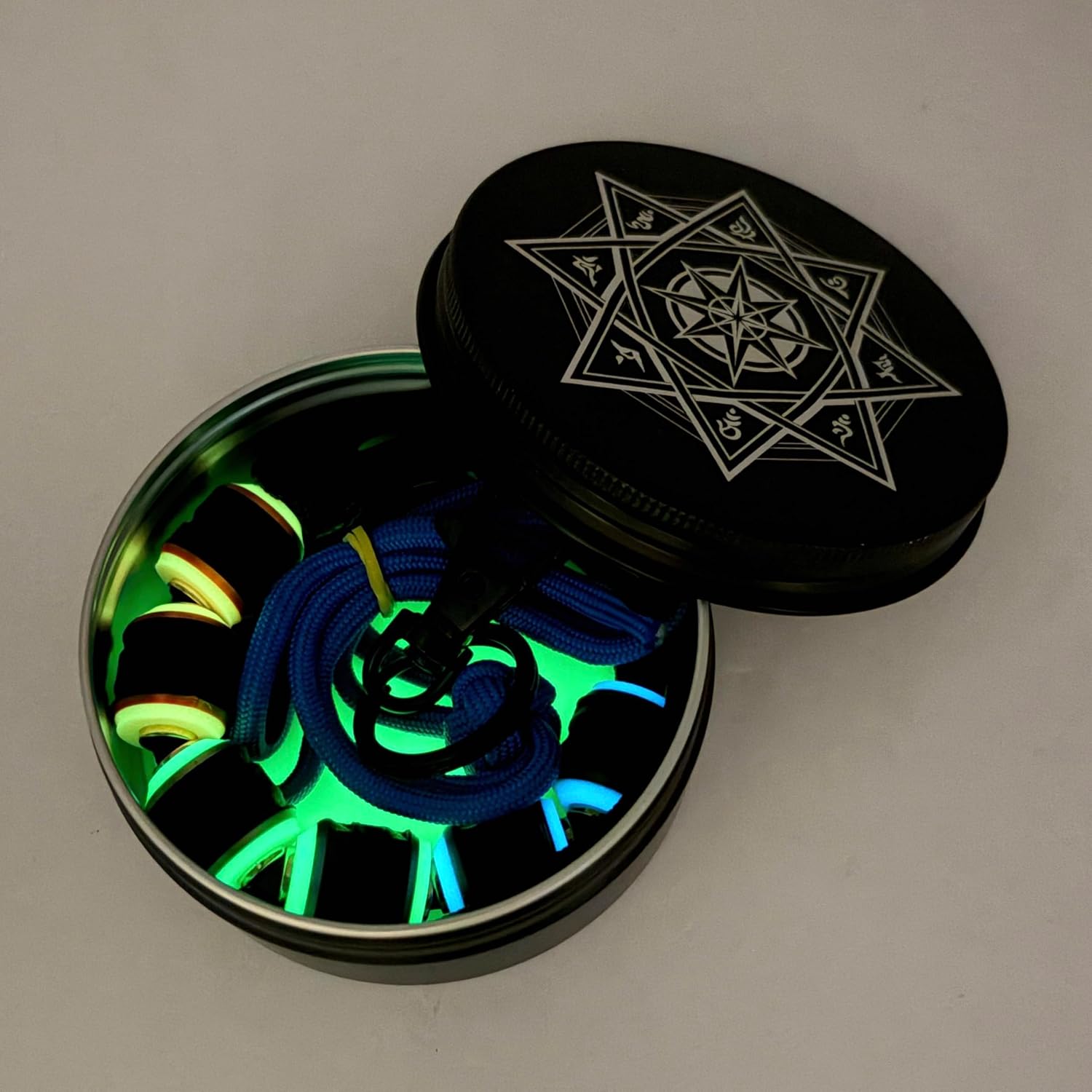 Dynamic EDC Black Barrel Chroma Pack Glow Lanyard Beads Glass Fiber