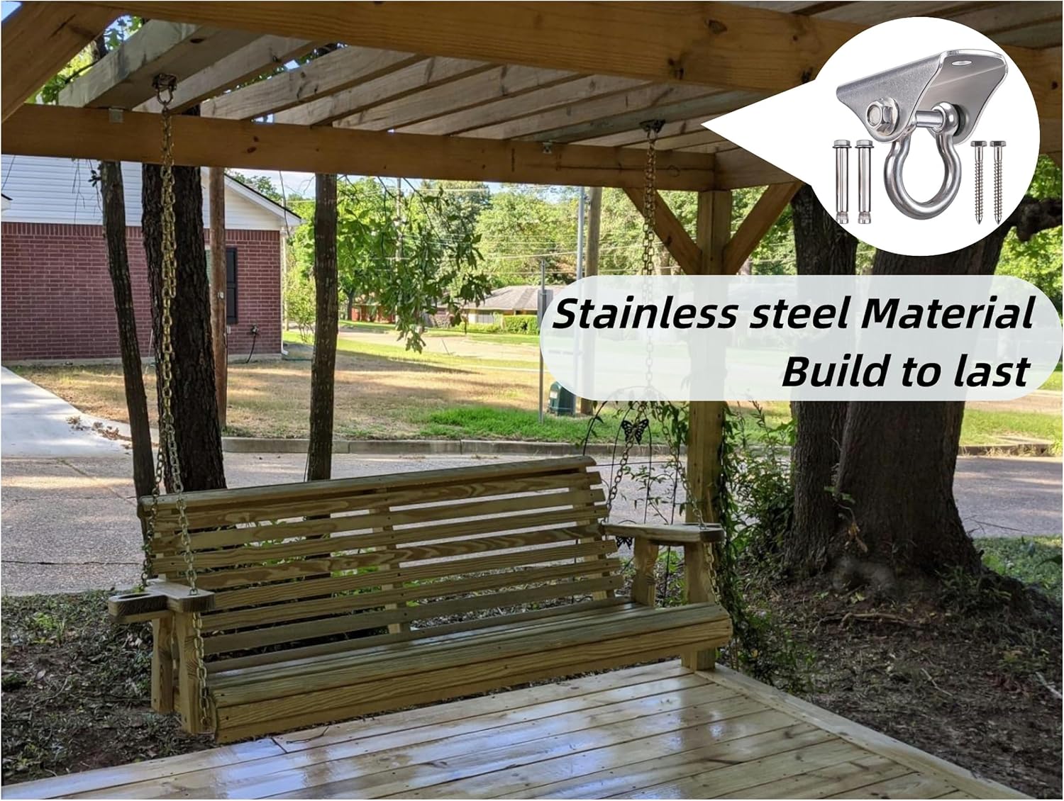 SELEWARE Heavy Duty Swing Hangers Stainless Steel Swing Hooks Ceiling Mount Swing Hardware for Porch Swing Set Hammock Chair Heavy Bag Yoga Silk 2 Pack 2 81cP7kw2HjL. AC SL1500