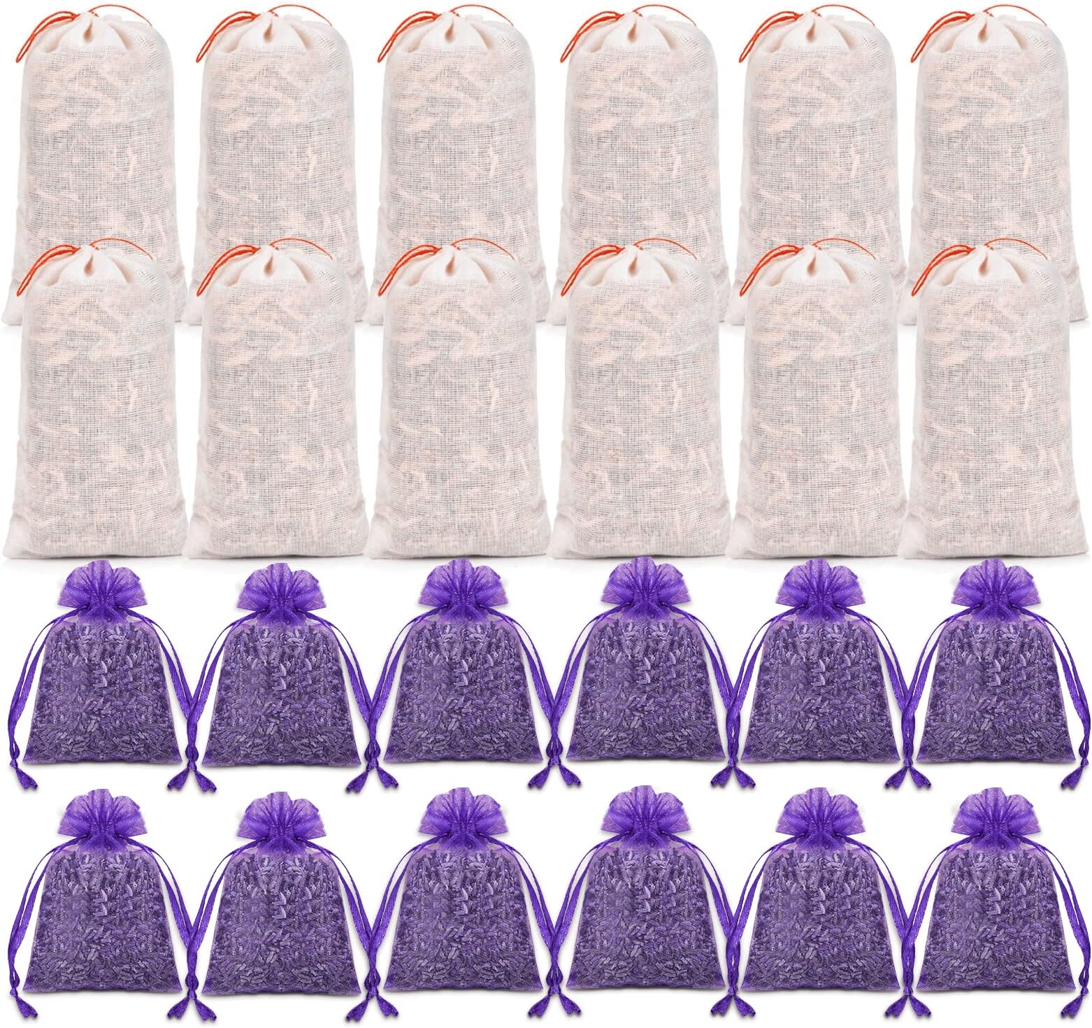 Homode Lavender Sachet Bags and Cedar Sachets, Pack of 24 Lavender Sachets and Cedar Chips for Drawers and Closets, Dried Lavender Cedar Closet Scent Freshener