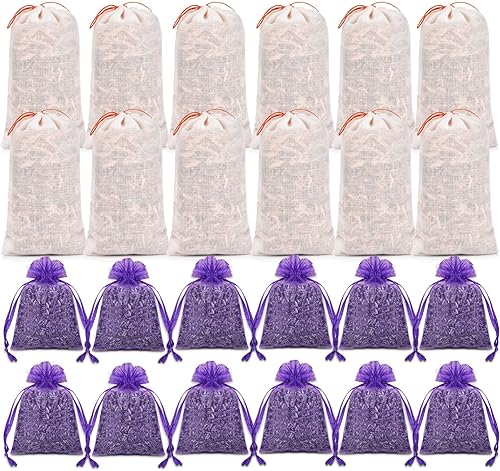 Homode Bolsas de lavanda y bolsitas de cedro, paquete de 24 sobres de lavanda y chips de cedro para cajones y armarios, ambientador de aroma de