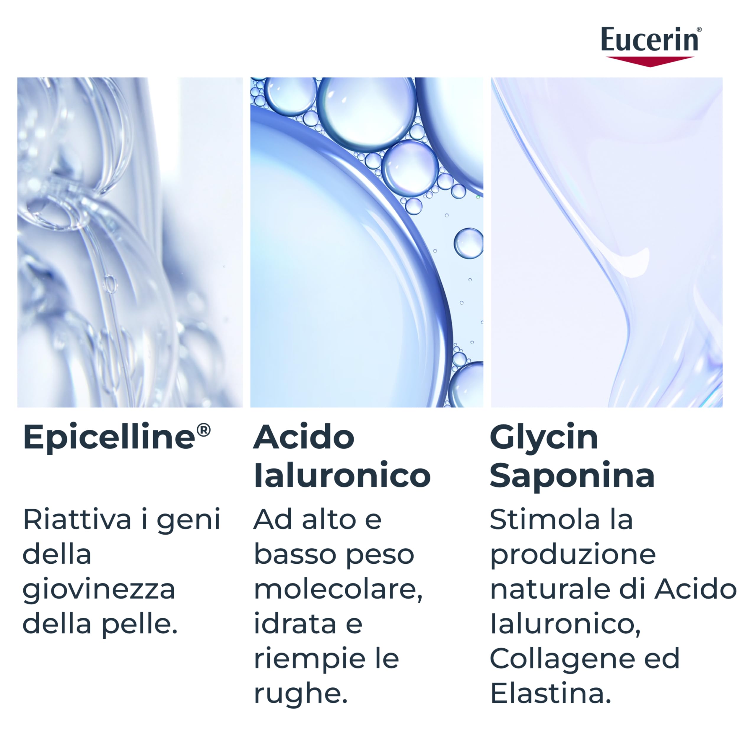 Eucerin Hyaluron-Filler Epigenetic Serum 30 ml, Siero viso antirughe che corregge visibilmente i 10 segni dell'età della pelle, Siero viso Acido Ialuronico ed Epicelline per un effetto lifting