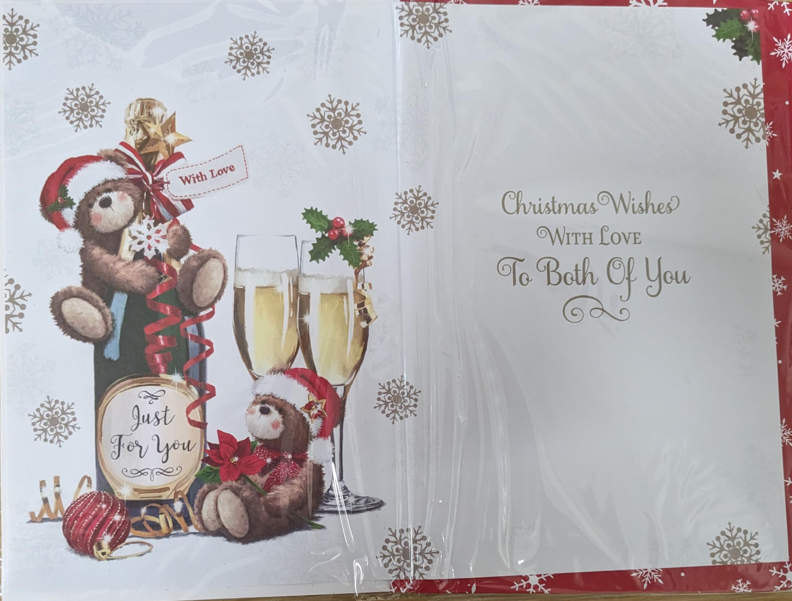Weihnachtskarte Für Sohn & Schwiegertochter – Mit Eisbär-Paar Design, Glitzerdetails, 227x157 Mm – Inkl. Umschlag