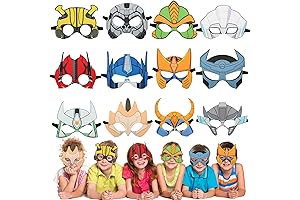 12PCS Robots Felt Masks Set - Transformers Birthday Party Favors for Boys