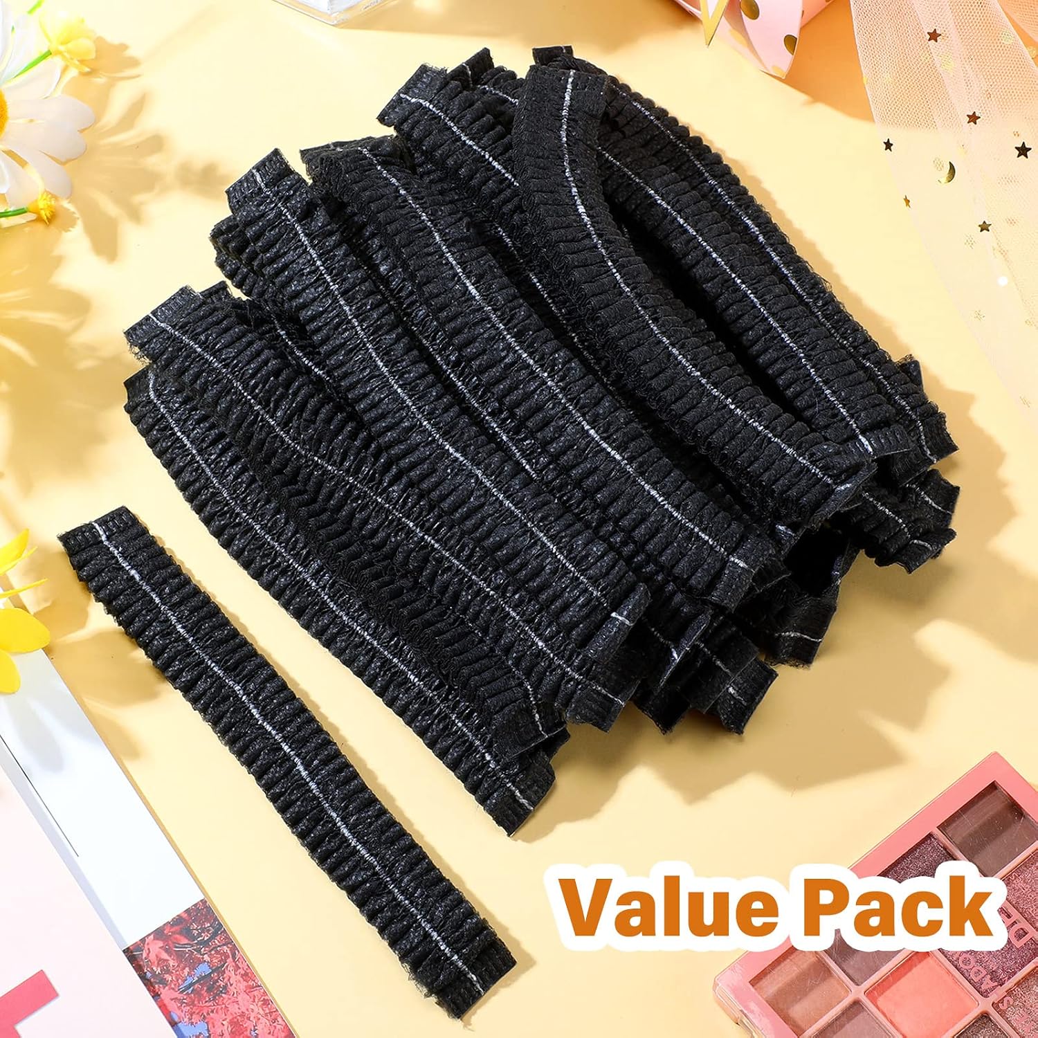 Handepo 500 Pieces Disposable Hair Nets Bulk Black Hair Nets 21 Inch Invisible Non Woven Clip Head Bouffant Caps Cover for Food Service Workers Women and Men Nurses Labs(Black)