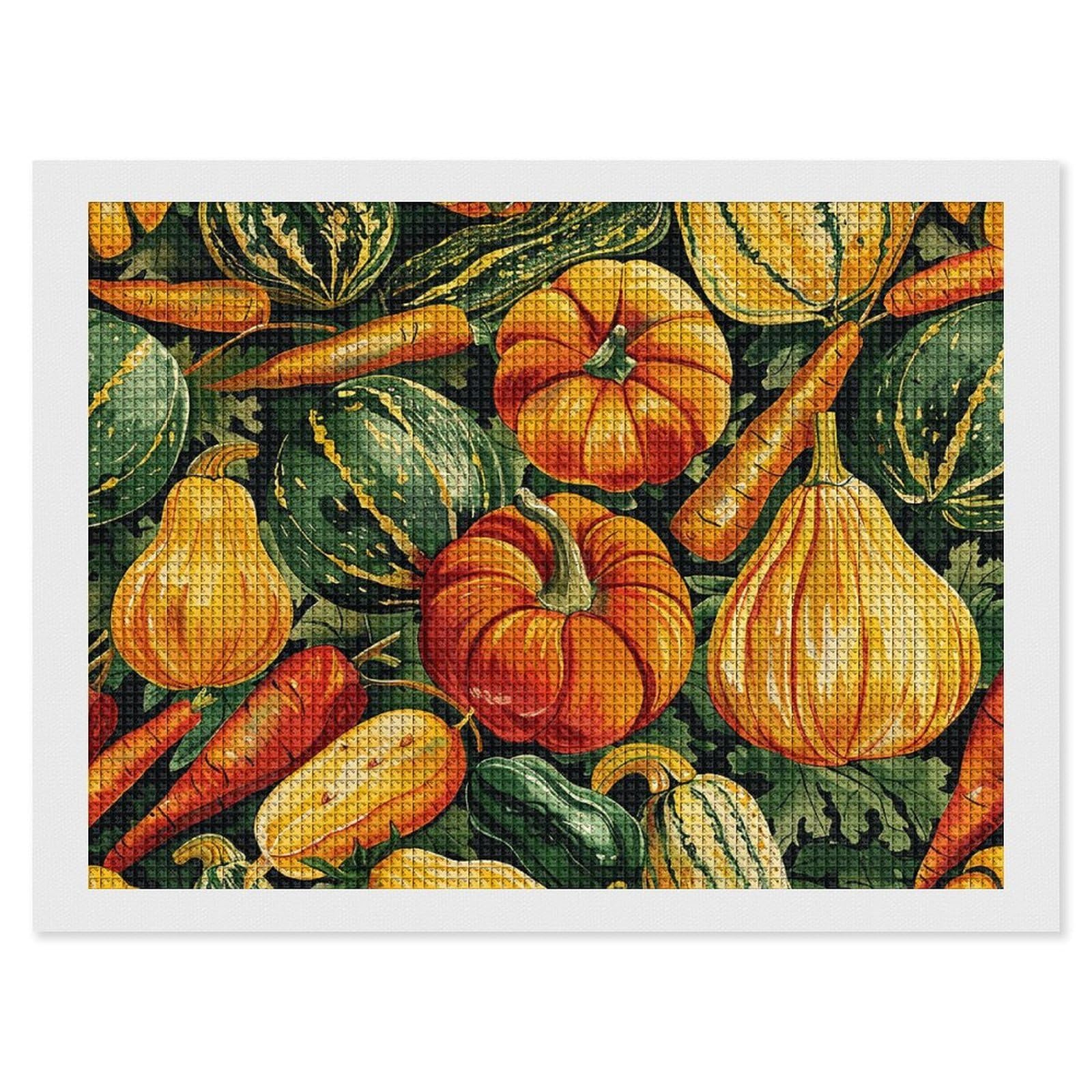 NONHAI Diamond Painting Kits for Adults - DIY Diamond Art Kits for Beginners - Full 5D Paint Drill Diamond Dots Paintings- Pumpkin and Carrot Diamonds Pictures Gem Art and Craft Wall Decor 12"x16"