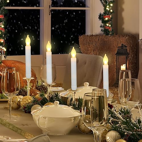 Miniatura 5 de Macarrie 108 velas LED cónicas sin llama, funciona con pilas, velas eléctricas de mano parpadeantes, decoración de Halloween, Navidad, iglesia,