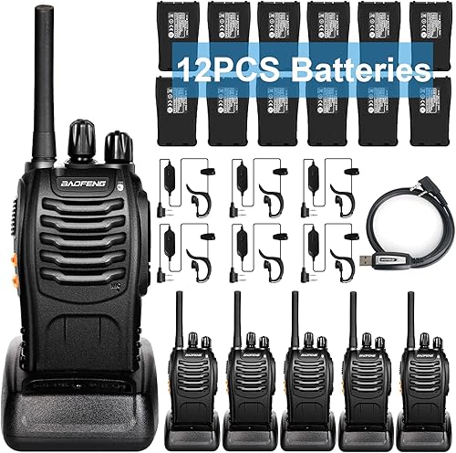 BaoFeng BF-88A Walkie Talkies BaoFeng de largo alcance para adultos con 12 baterías de 1500 mAh sin licencia de radio de 2 vías versión actualizada