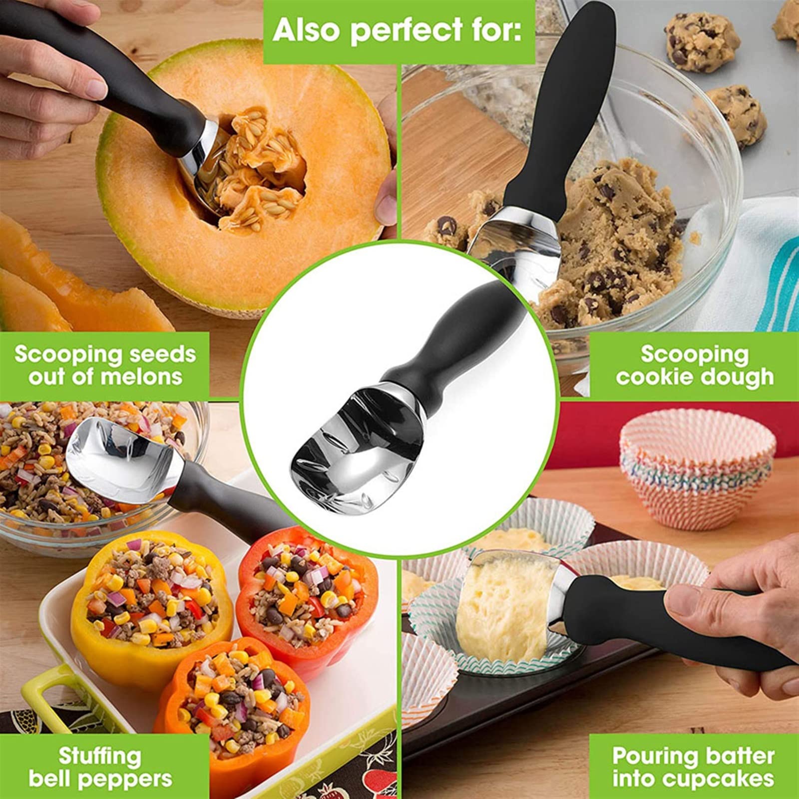 JINGYAN Cuillères à glace Ice Cream Scoop Antiskid Alloy Fruit
