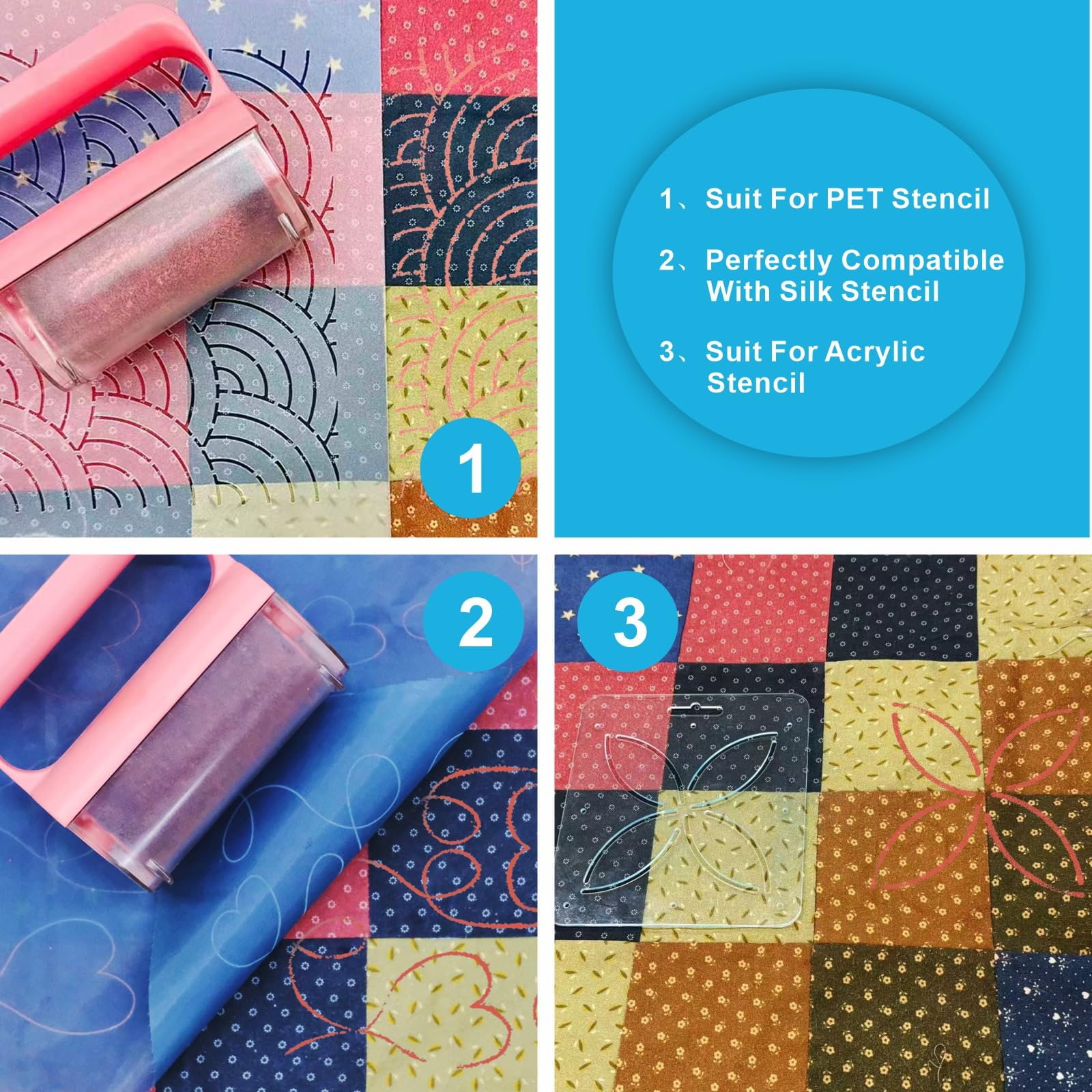 Rodillo de tiza para coser y acolchar, herramienta precisa de marcado de tela con rosa intenso, polvo de tiza lavable, rodillos reemplazables, alternativa ecológica a la almohadilla de rebote