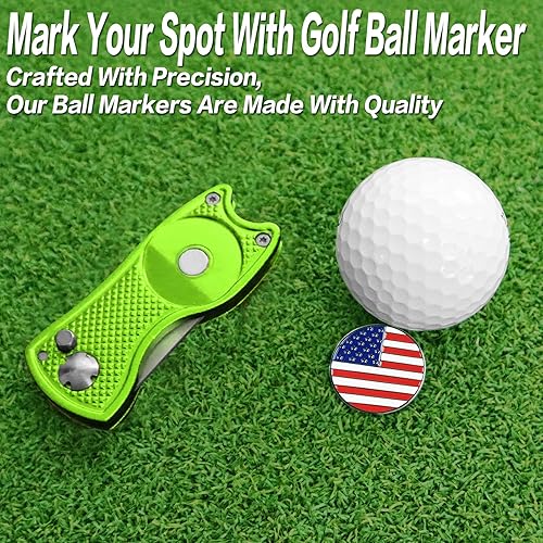 Miniatura 6 de FINGER TEN Herramienta de reparación de golf Divot y marcador de bola, paquete económico, plegable de acero inoxidable magnético con botón