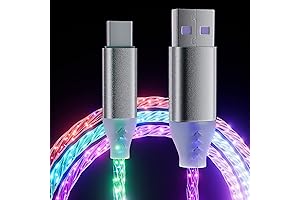 6.6FT Type-C Cable LED Light Up Rainbow Charger Cord