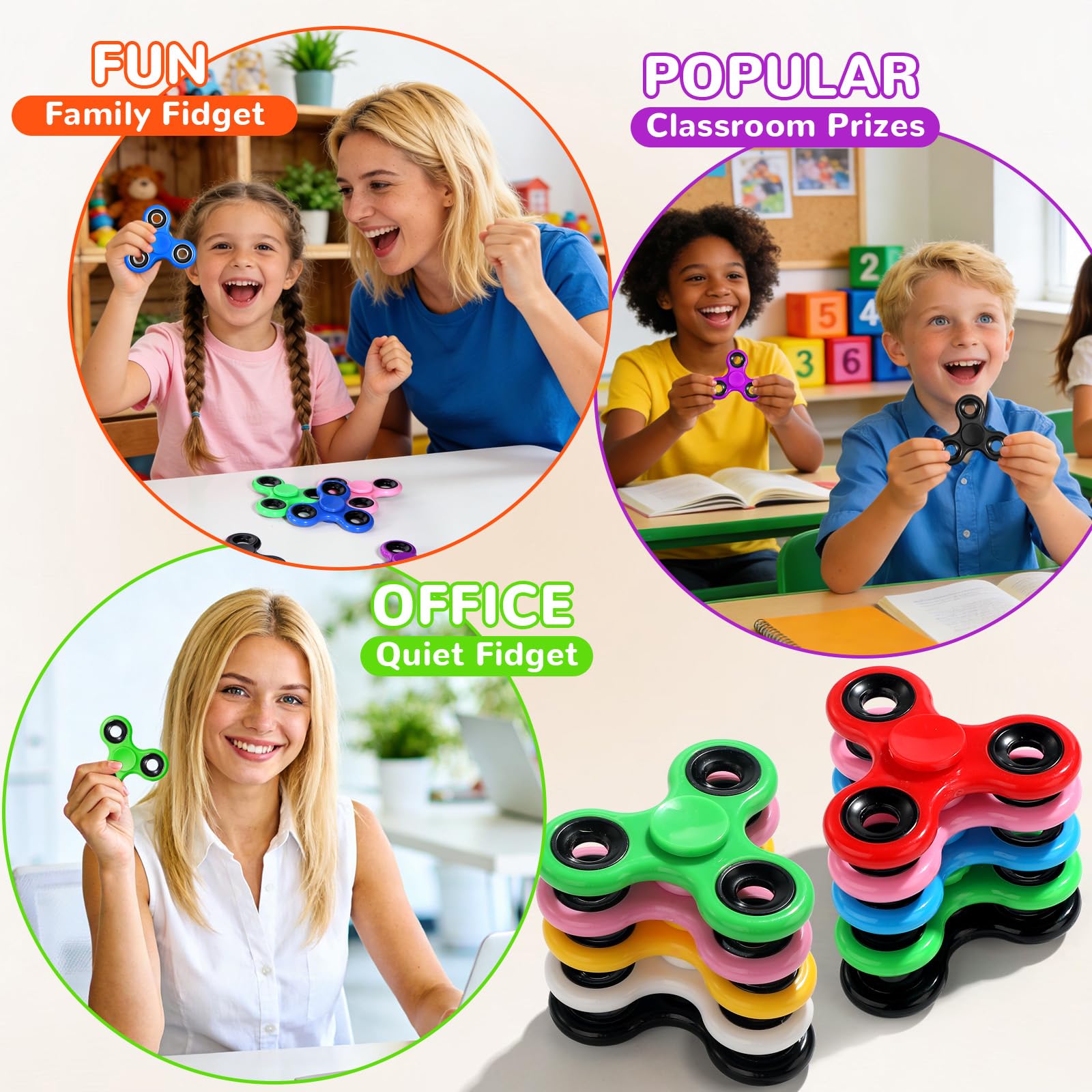 SCIONE Lot de 12 Fidget Spinners pour Enfants – Taille Parfaite de 6,3 cm, Jouets Sensoriels pour TDAH, Autisme & Concentration – Fidget Toys Robustes pour Enfants – Cadeaux pour Sachets