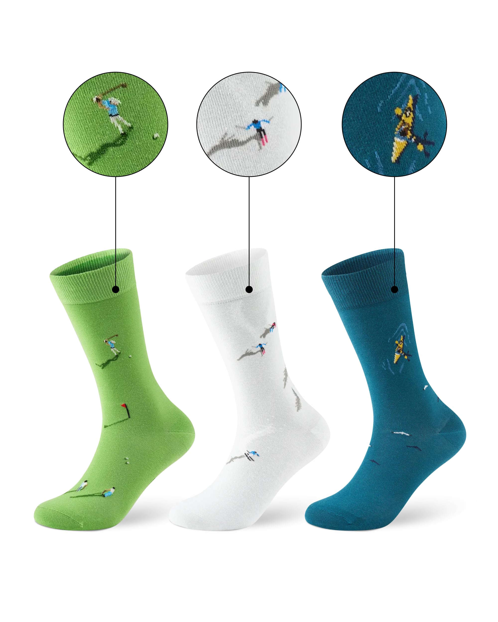 von Jungfeld Baumwollsocken Herren & Damen, bestickte Motivsocken aus Bio-Baumwolle mit Sport-Icons, buntes Socken-Geschenkset, Unisex