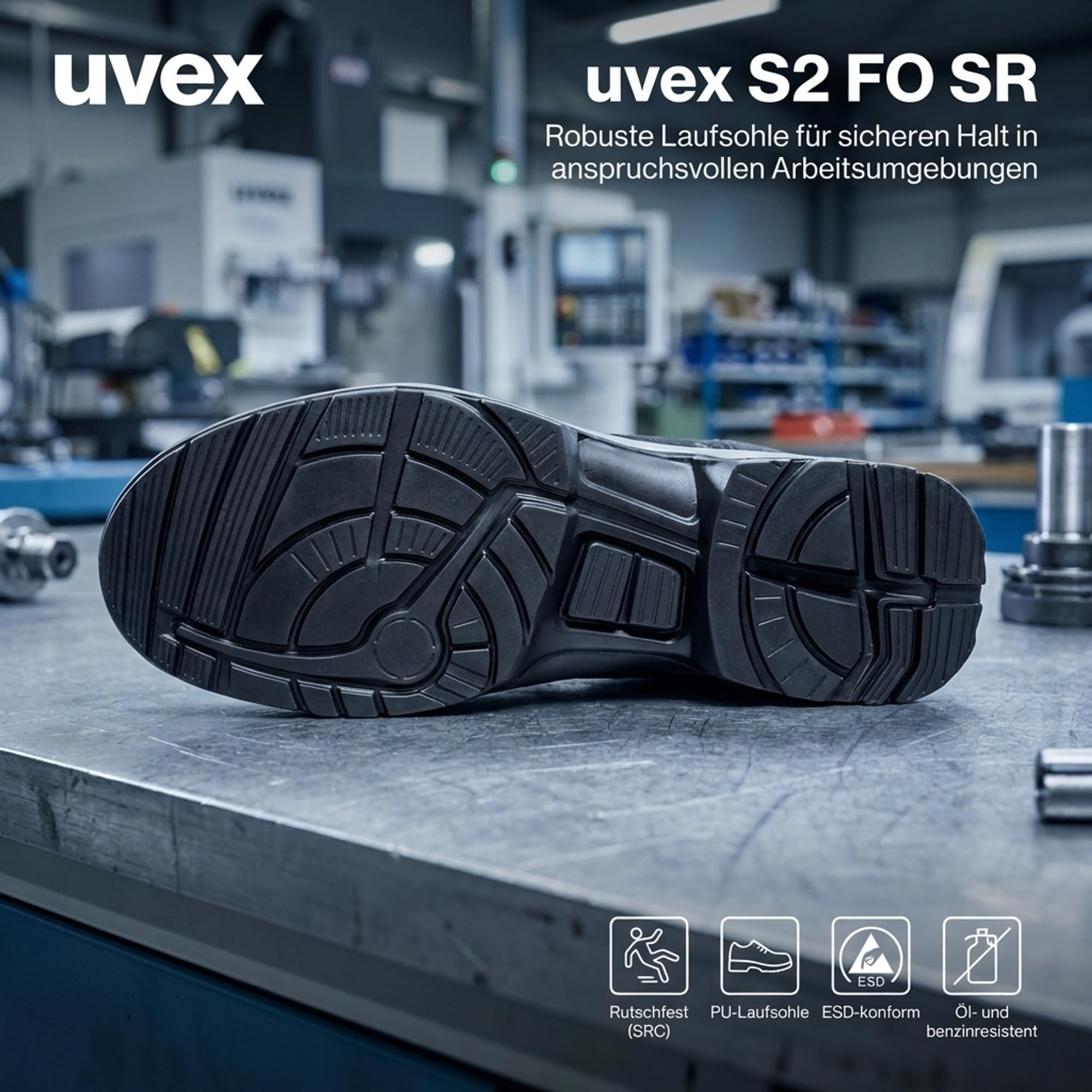 Uvex 1 Duo Halbschuh S2 - Sicherheitsschuh für leichte Bereiche - sportlich, leicht & flexibel - schwarz, rot - Größe 42