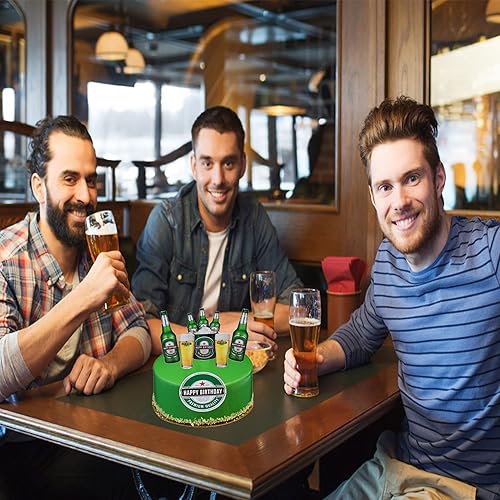 Miniatura 4 de 6 piezas de decoración de pastel de cerveza de feliz cumpleaños, decoración verde de feliz cumpleaños para cervezas, fiesta temática, club, evento,