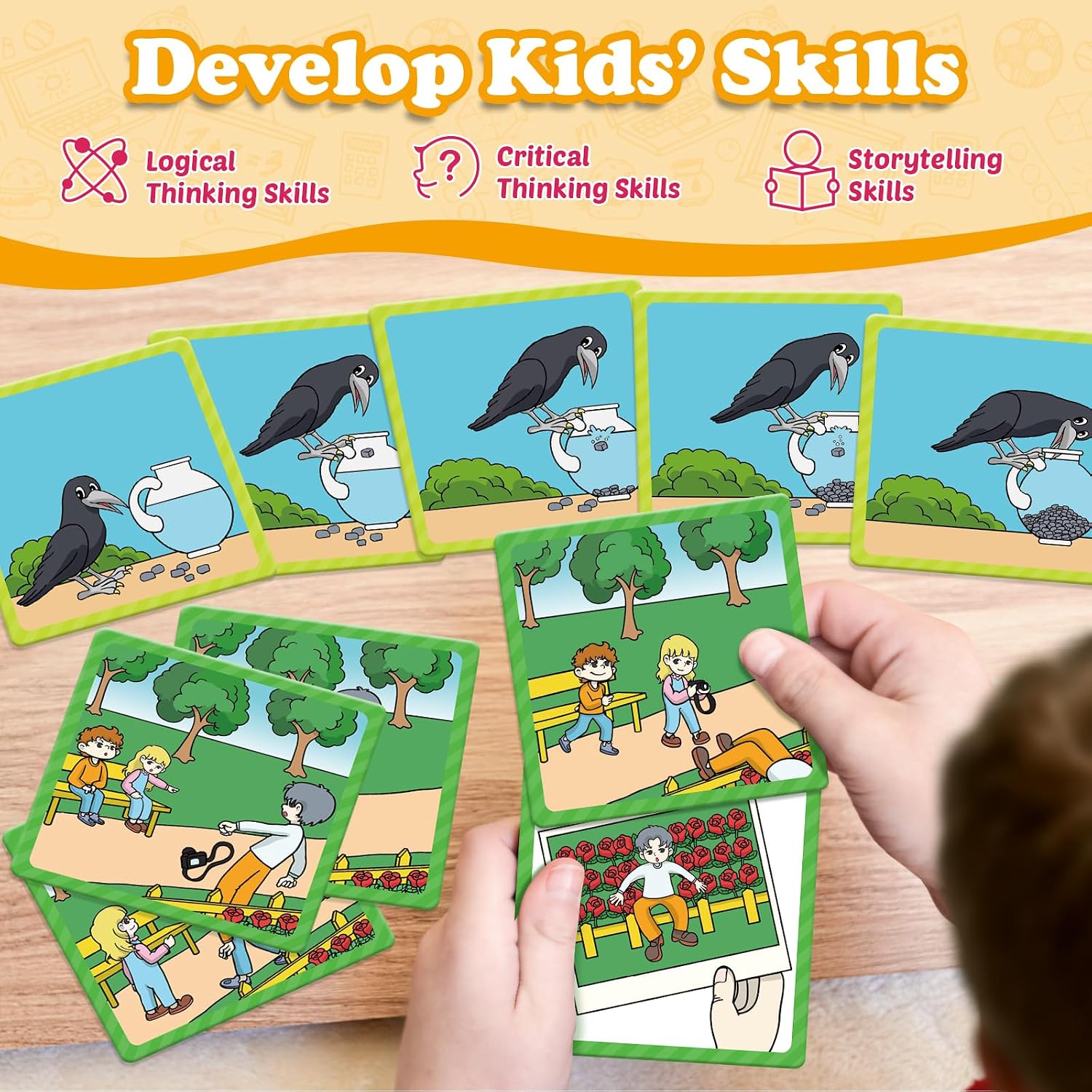 Kasfalci Sequencing Cards,Sequence Board Game for Kids,Speech Therapy Materials Toys for Autism,Story Storytelling,Social Skills,Sentence Building,Preschool Learning Activities,Classroom & Homeschool image 4