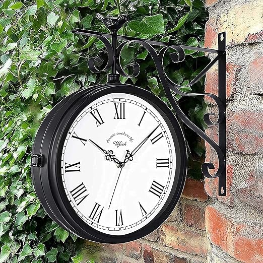 WJIEH Double Sided Clock Waterproof Outdoor Clock for