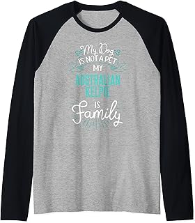 Cute Australian Kelpie Design Family Dog Giftn Raglan Baseball Tee