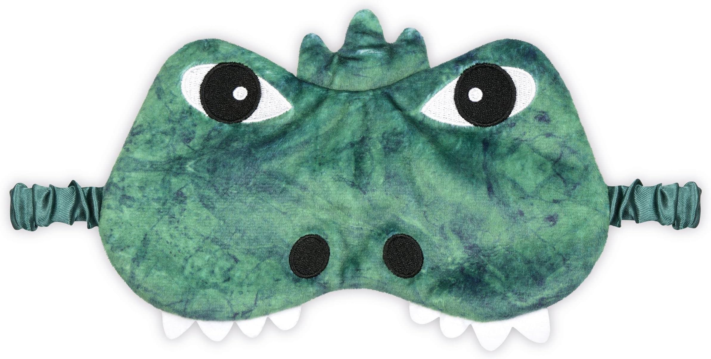 iscream Bedtime Buddies Satin-Lined Embroidered Silky Fleece Sleep Mask for Kids - Dino-Mite