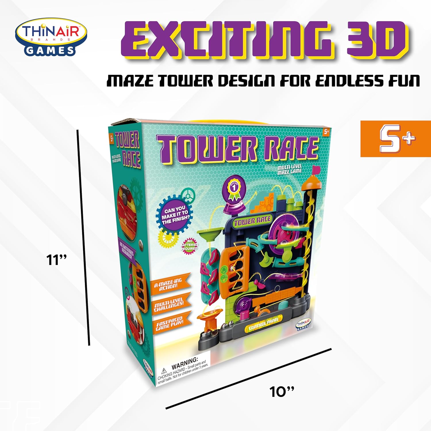 Tower Race Multi-Level Maze Game – A-Maze-ING Action, Multi-Level Challenges, Fast-Paced Control Panel Game – No Batteries Required – Test Your Skills
