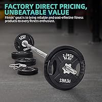 Vista 6 de Fitvids Barbell Weight Set, Cast Iron 1" Standard Weight Plates Including 5FT Standard Barbell Bar & Star Locks, 95 Pounds Set