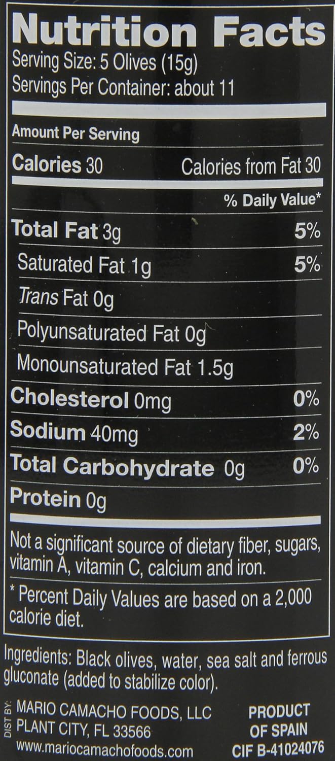 Mario Camacho Foods Low Sodium Black Olives, Medium Pitted, 6.0 Ounce (Pack of 12)