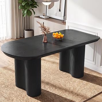 Guyii 63" Black Dining Table for 6 Modern