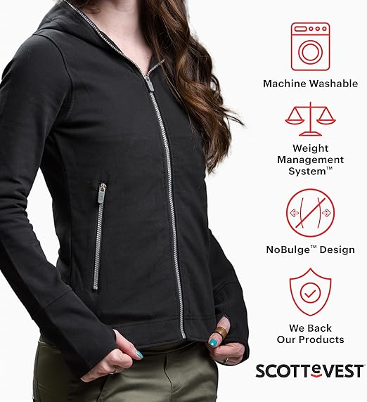 SCOTTeVEST クロエパーカー S ブラック　ポケット14個付 Amazon | SCOTTeVEST Chloe Glow 18ポケットパーカ – 旅行服・スリ防止