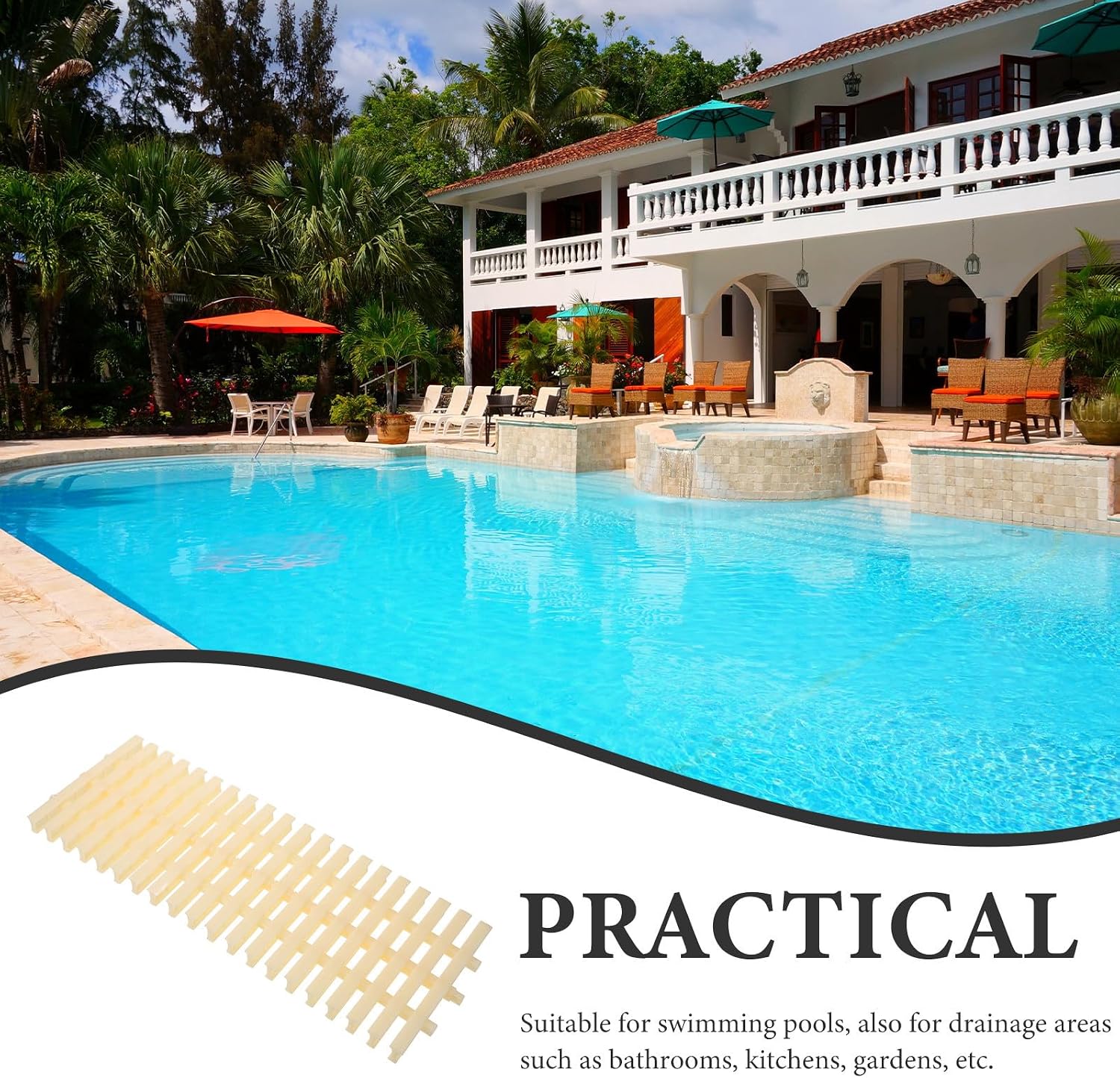 Plastic Safety Swimming Pool Grate Replacement Grille Nonslip Drainage