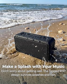 GB03 30W Portable Bluetooth 6.0 Speaker, DSP Audio with Deep Bass, IPX7 Waterproof Outdoor Speaker, 24H Playtime, Hands-Free Call, USB/TF/AUX Playback,Type-C Charging,Leather-Style Design with Lanyard