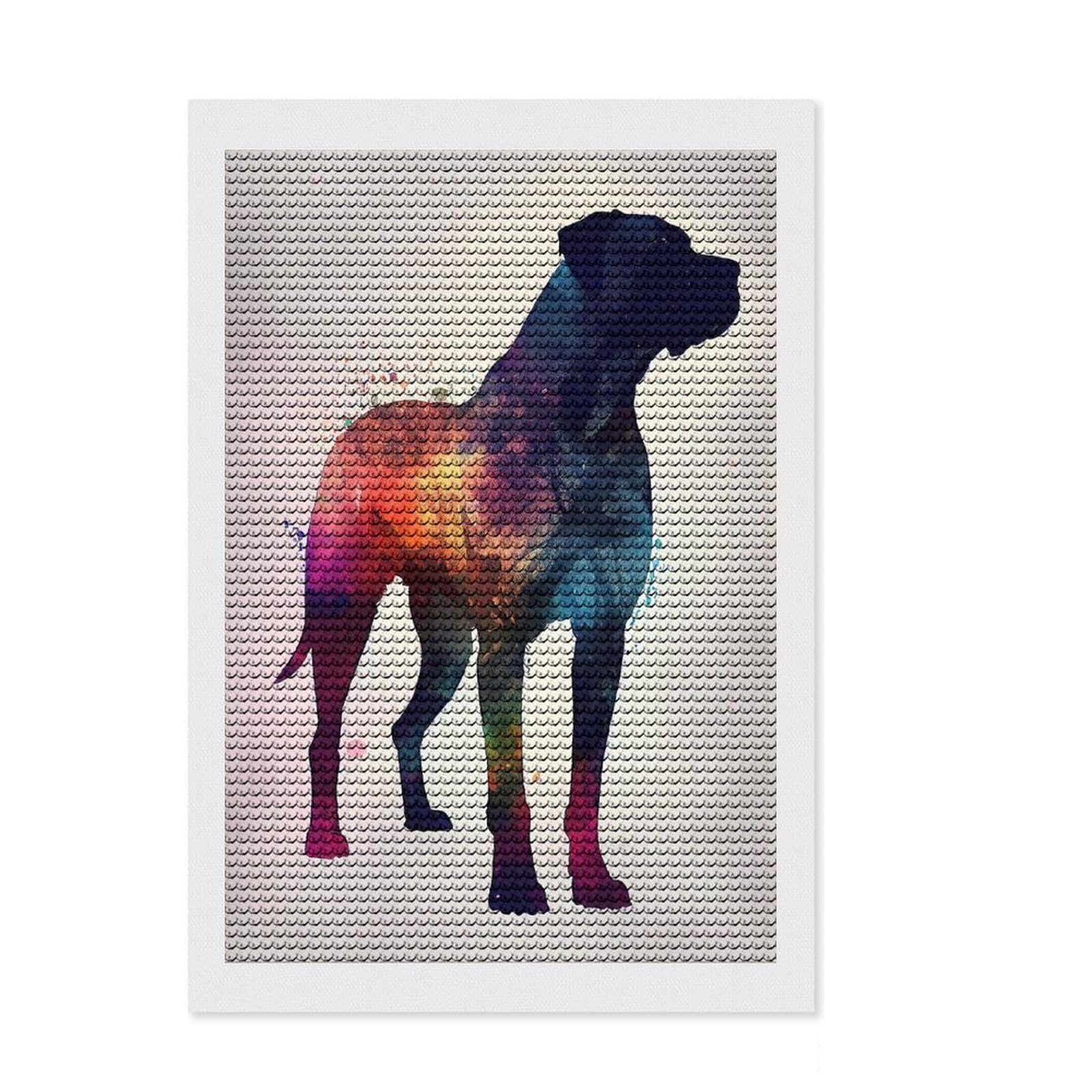 Junmoney Cane Corso Silhouette DIY Diamond Art Canvas Kit 8"x12", for Women, Home Wall Decor, Good for Quiet Evenings, Festive Craft Gift