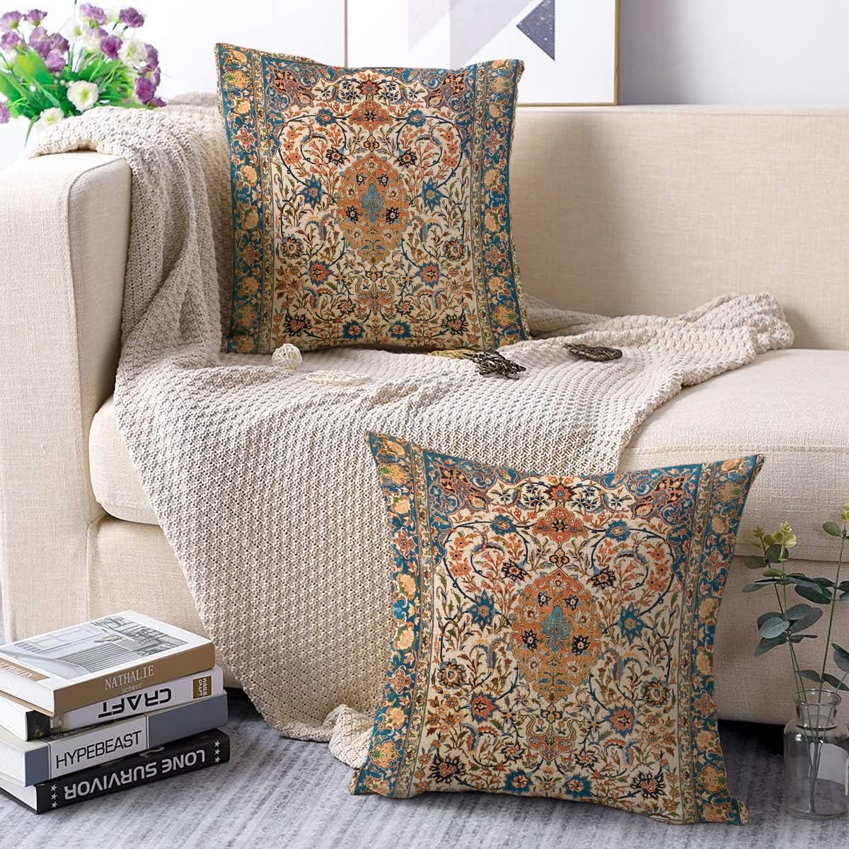Housse Coussin 60x60 Miuyunya Housse De Coussin Océan 45 X 45 Taie D'oreiller Lot De 2 Tortue Hippocampe Housse Coussin En Polyester Exterieur Impermeable Coussin Decoratif Canape Carré Pour Patio Jardin (Bleu