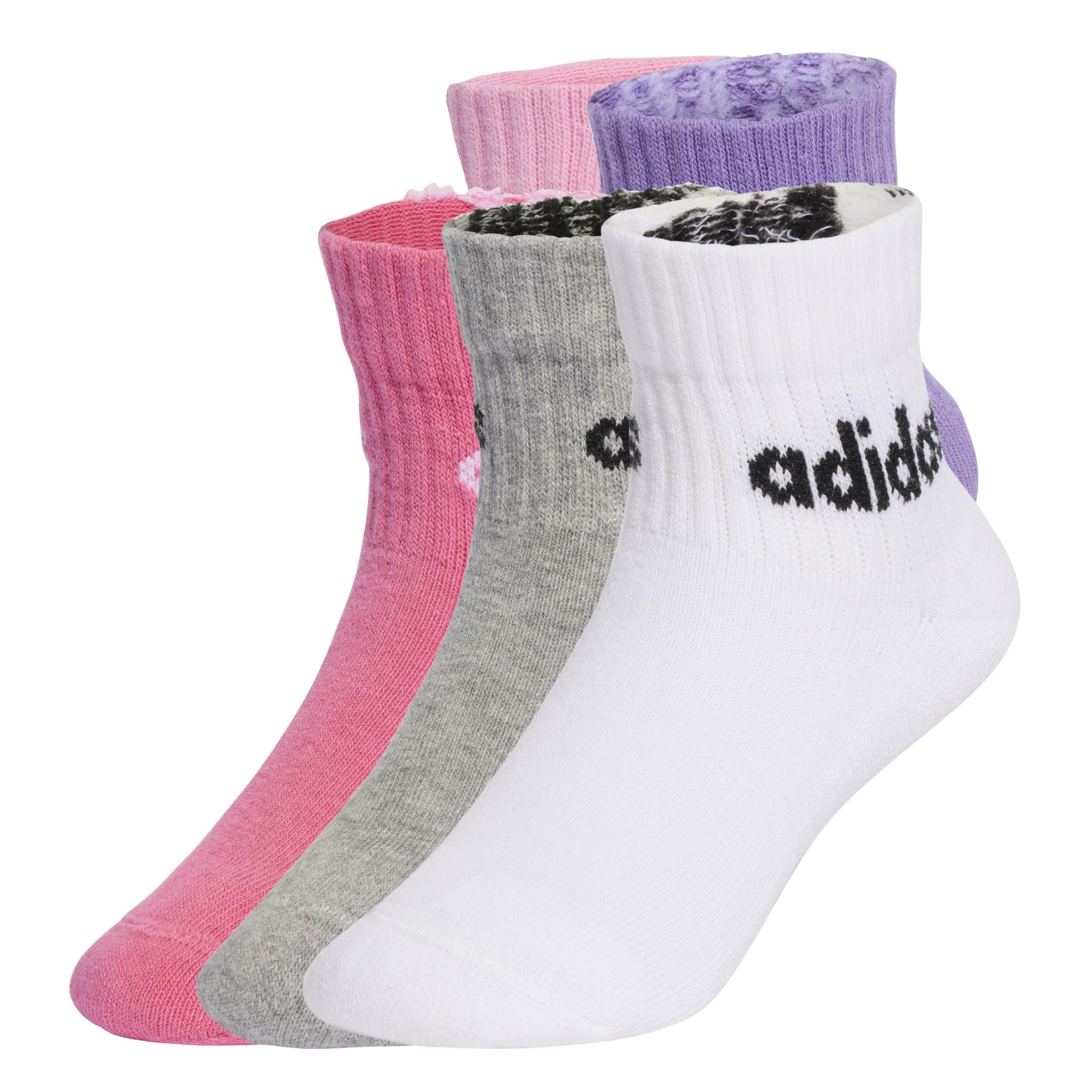 adidas Sportswear Kids Unisex Linear Ankle Socks 5 Pairs, Tru Pink/Pink Fus/Vio Fus/Heat, Size M