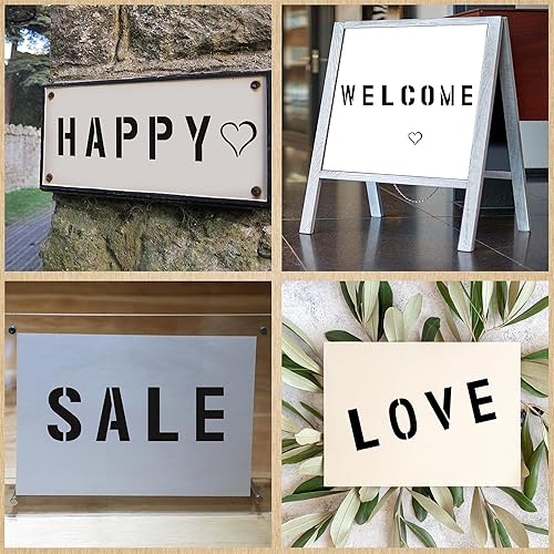 Miniatura 7 de Juego de plantillas entrelazadas trazables de 42 piezas, plantillas de letras reutilizables de 3 pulgadas para pintar, números del alfabeto y