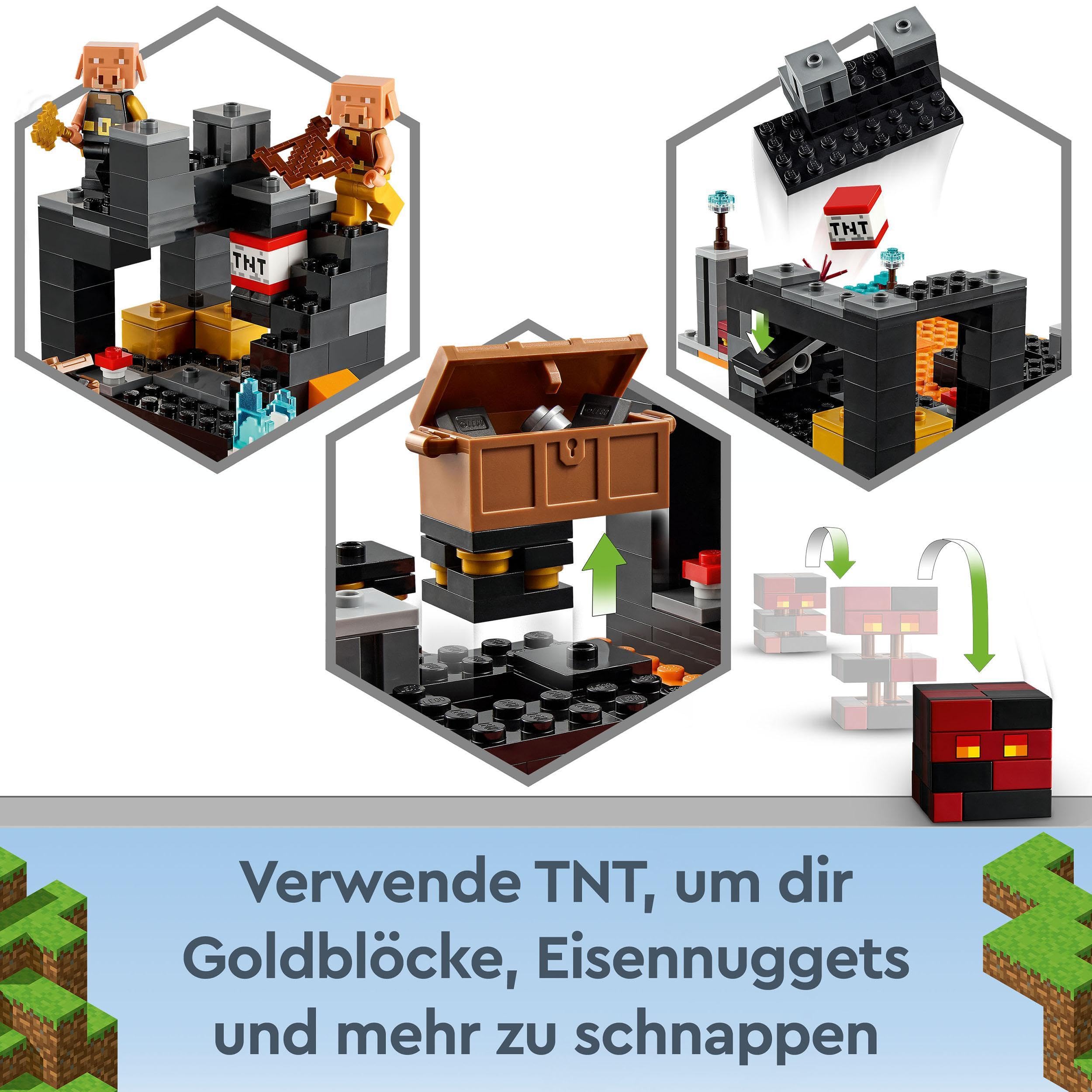 LEGO 21185 Minecraft Die Netherbastion Set, Action-Spielzeug mit Waffen, Rüstungen und 5 Charakteren, inkl. Piglin-Figur, Geburtstagsgeschenk für Jungen und Mädchen ab 8 Jahren