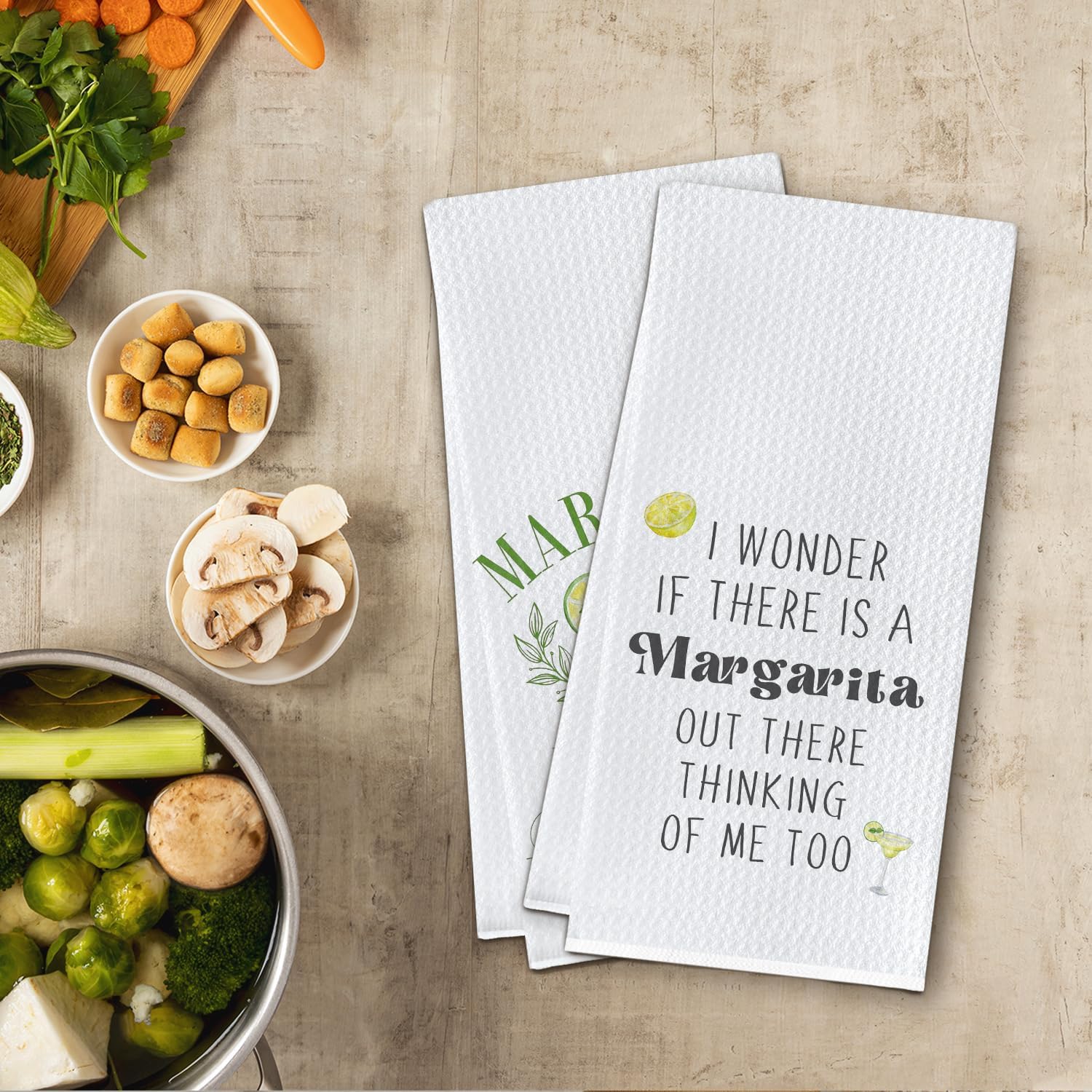 Margarita Cocktail Kitchen Towels, Gifts for Margarita Lovers Dish Tea Towels for Bartender Kitchen Bar Cart Decor, Cocktail Lover Gifts Decorative Hand Towel, 16x24 Inches Set of 2 - Image 2