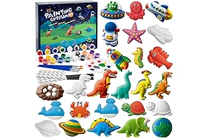 Juboury Plaster Painting Kit: Unleash Creativity with Artful Space Dinosaurs & Marine Wonders