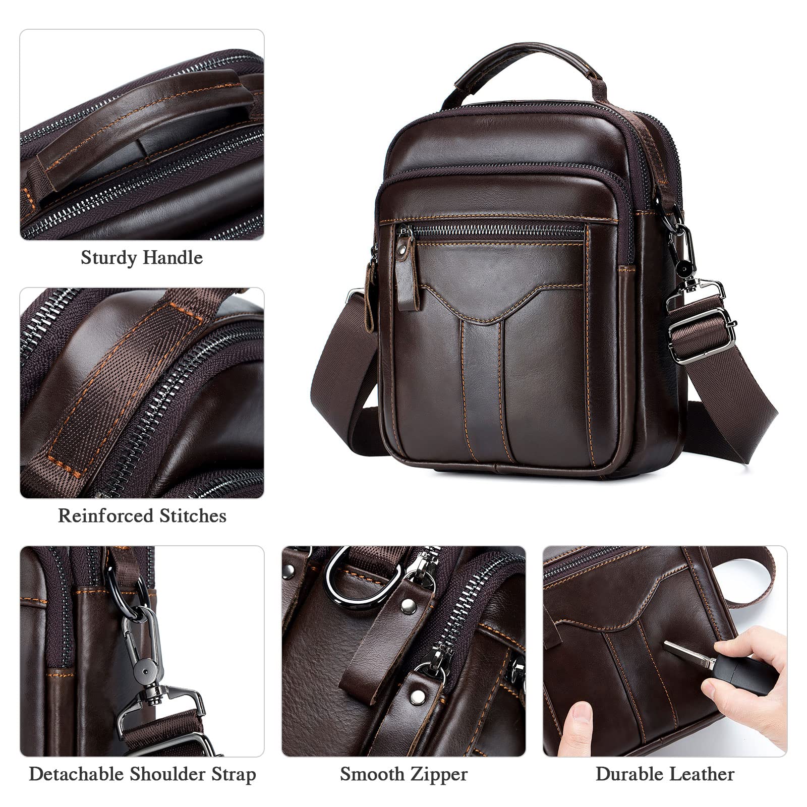 BAIGIO Borsello Uomo Pelle Borsa a Tracolla da Uomo Borsa a Spalla Borsa da Uomini in Vera Pelle Borse Messenger RFID Blocker per Sportiva, Viaggio, Lavoro